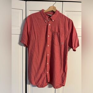Vans Oxford Red Button-Down Shirt Short Sleeve Large 100% Cotton